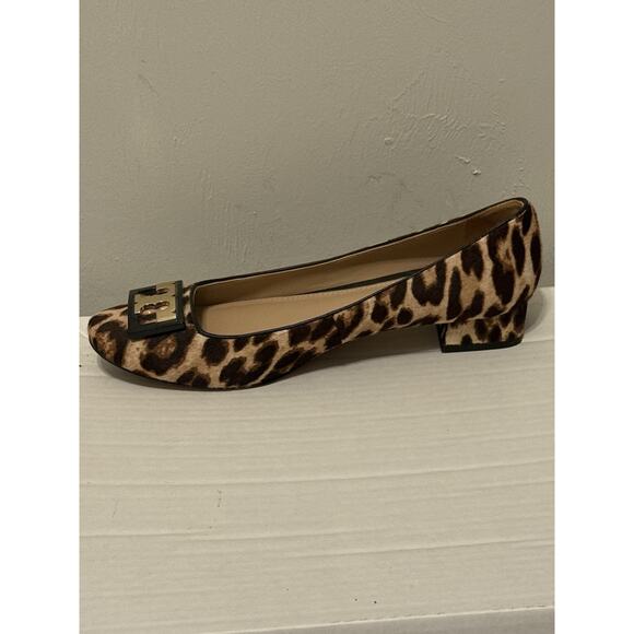 TORY BURCH Leopard Calf Hair Logo GIGI Round Toe Heels Pumps Size 8M MSRP $328 - Picture 3 of 11